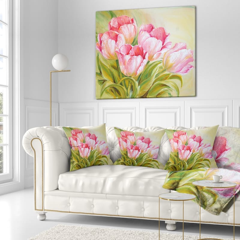 Designart 'Bunch of Tulips Oil Painting' Floral Throw Pillow
