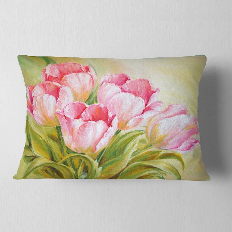 Designart 'Bunch of Tulips Oil Painting' Floral Throw Pillow