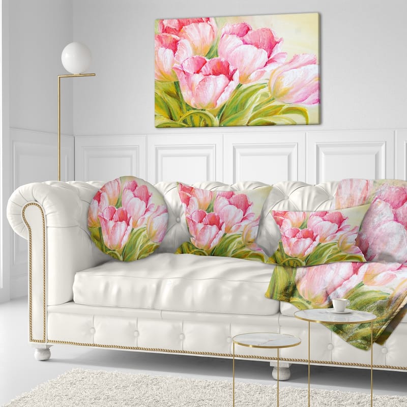 Designart 'Bunch of Tulips Oil Painting' Floral Throw Pillow