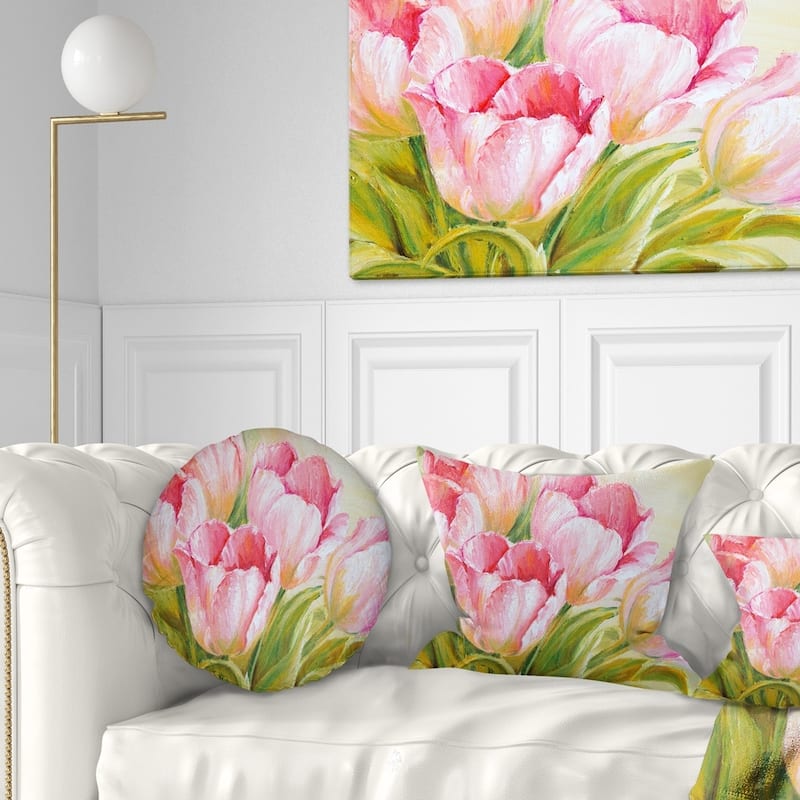Designart 'Bunch of Tulips Oil Painting' Floral Throw Pillow