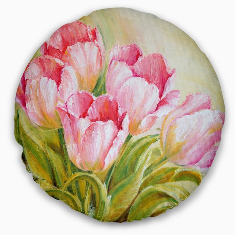 Designart 'Bunch of Tulips Oil Painting' Floral Throw Pillow
