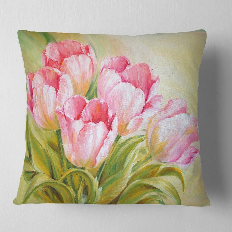 Designart 'Bunch of Tulips Oil Painting' Floral Throw Pillow