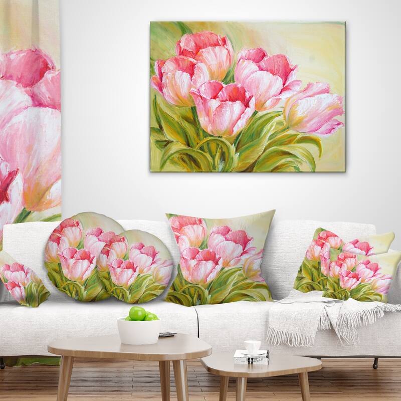 Designart 'Bunch of Tulips Oil Painting' Floral Throw Pillow