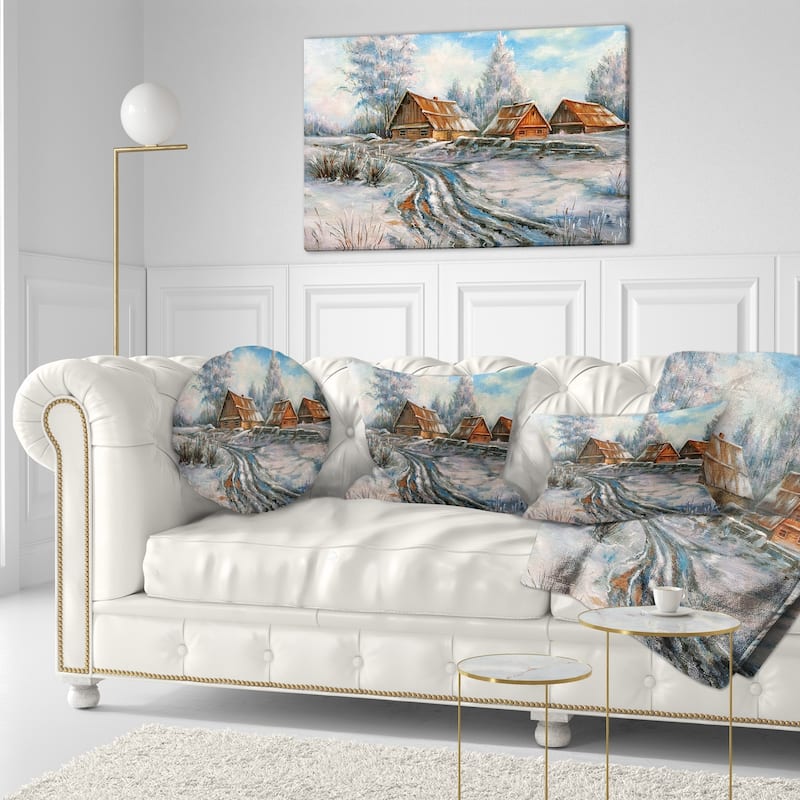 Designart 'snow Village' Landscape Printed Throw Pillow - Bed Bath 