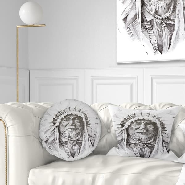 Shop Designart Native American Indian Portrait Throw Pillow