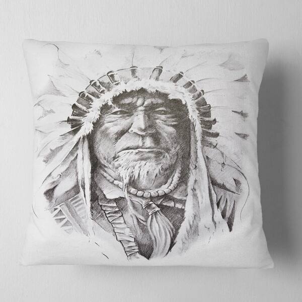 Shop Designart Native American Indian Portrait Throw Pillow