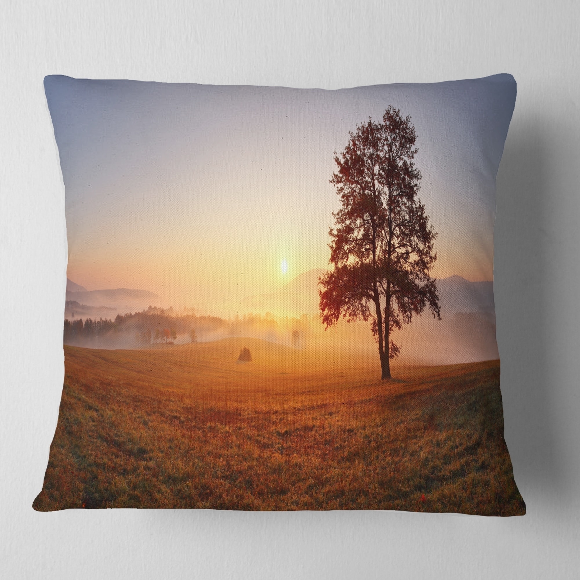 Designart 'Lonely Tree Holding the Moon' Landscape Printed Throw Pillow -  Bed Bath & Beyond - 20947161