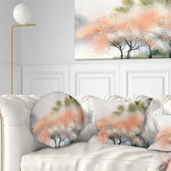 Designart 'Trees with Flowers Near River' Landscape Printed Throw Pillow