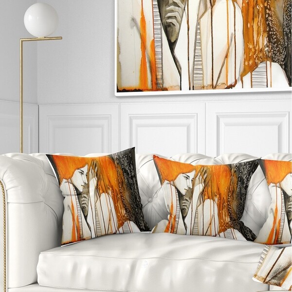 Designart 'Thoughtful Girl Illustration' Portrait Throw Pillow