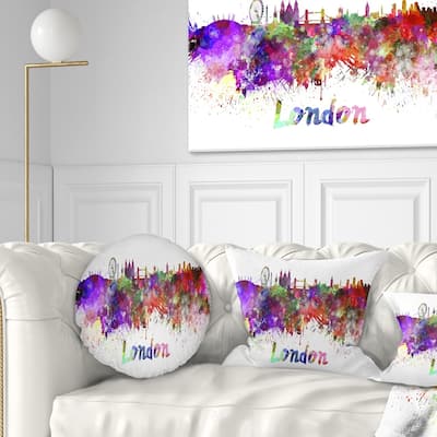 Designart 'London Skyline' Cityscape Throw Pillow