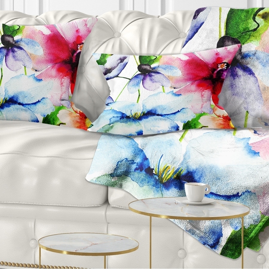 Designart Watercolor Flowers Everywhere Floral Throw Pillow On Sale Overstock 20947595