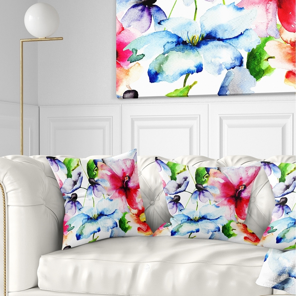 Designart Watercolor Flowers Everywhere Floral Throw Pillow On Sale Overstock 20947595