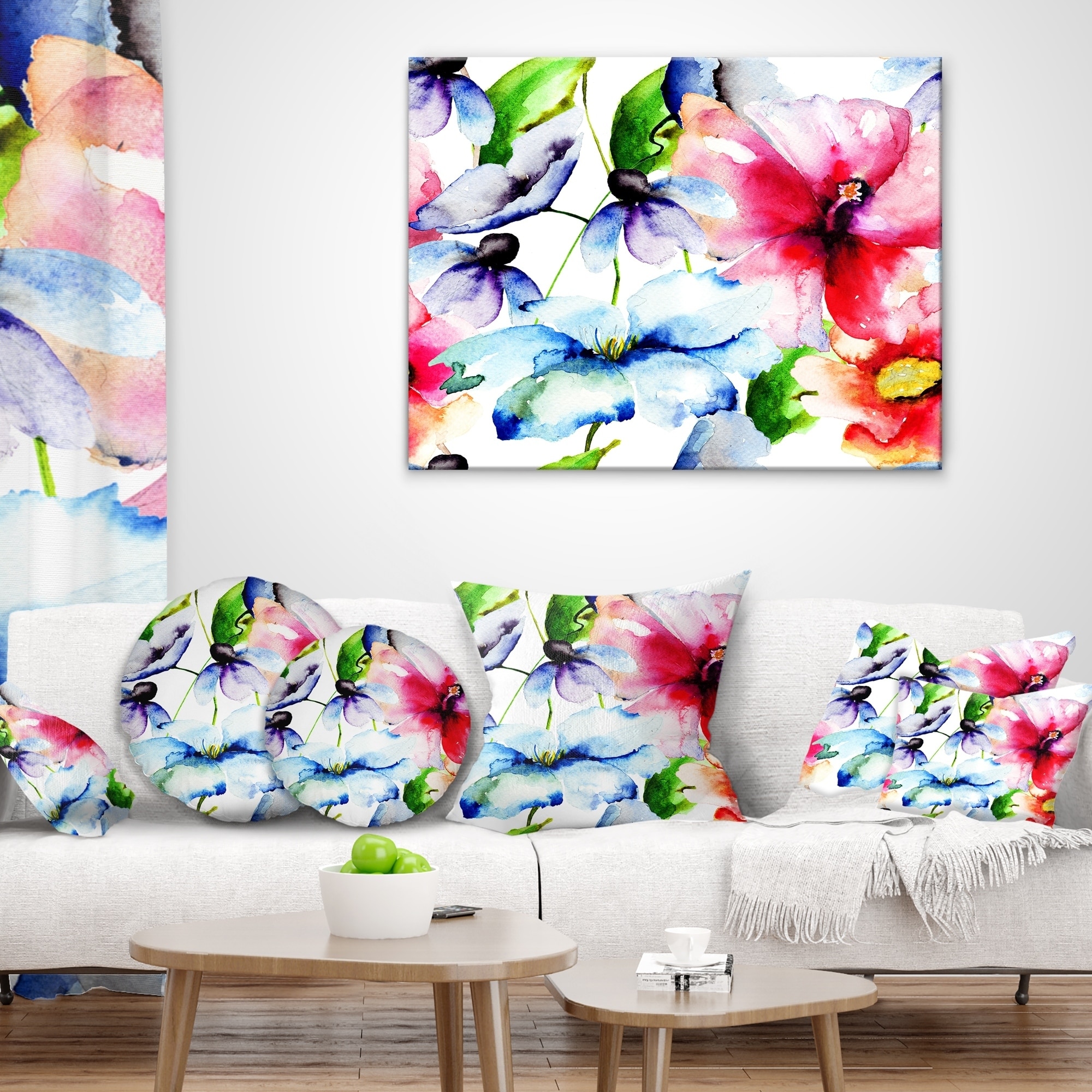 Designart Watercolor Flowers Everywhere Floral Throw Pillow On Sale Overstock 20947595