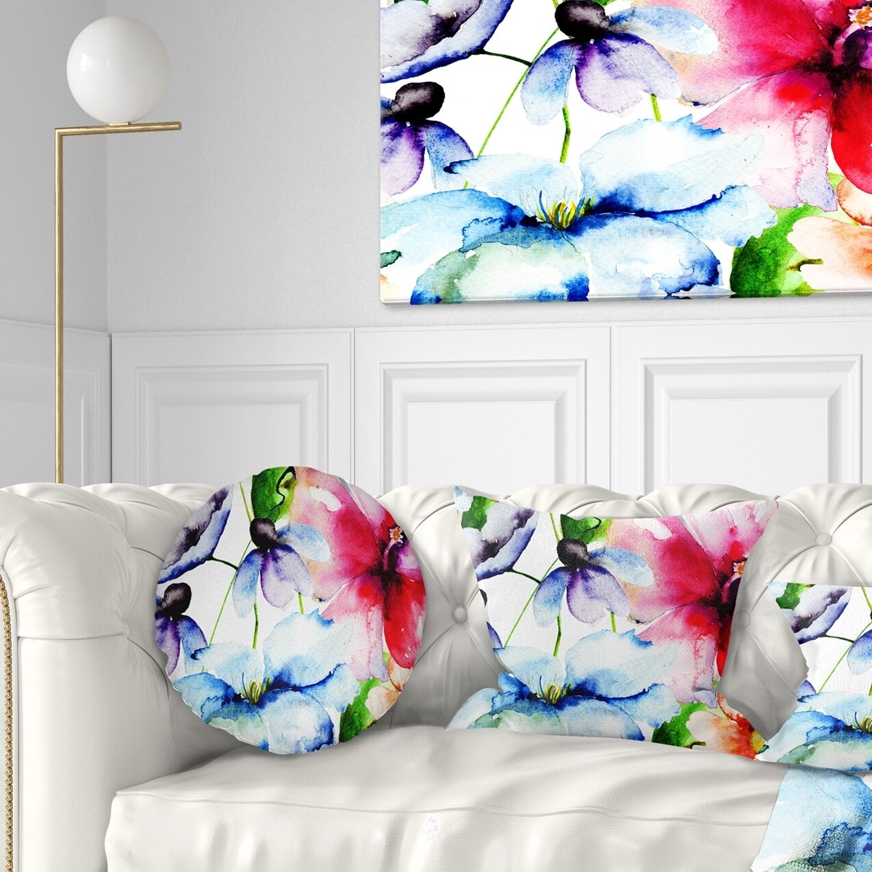Designart Watercolor Flowers Everywhere Floral Throw Pillow On Sale Overstock 20947595