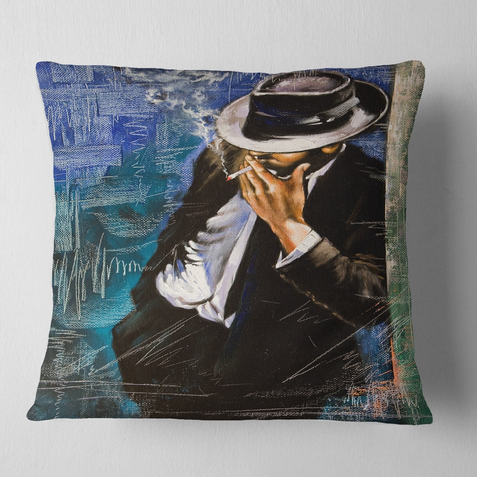 Designart 'Man with Cigarette' Portrait Throw Pillow