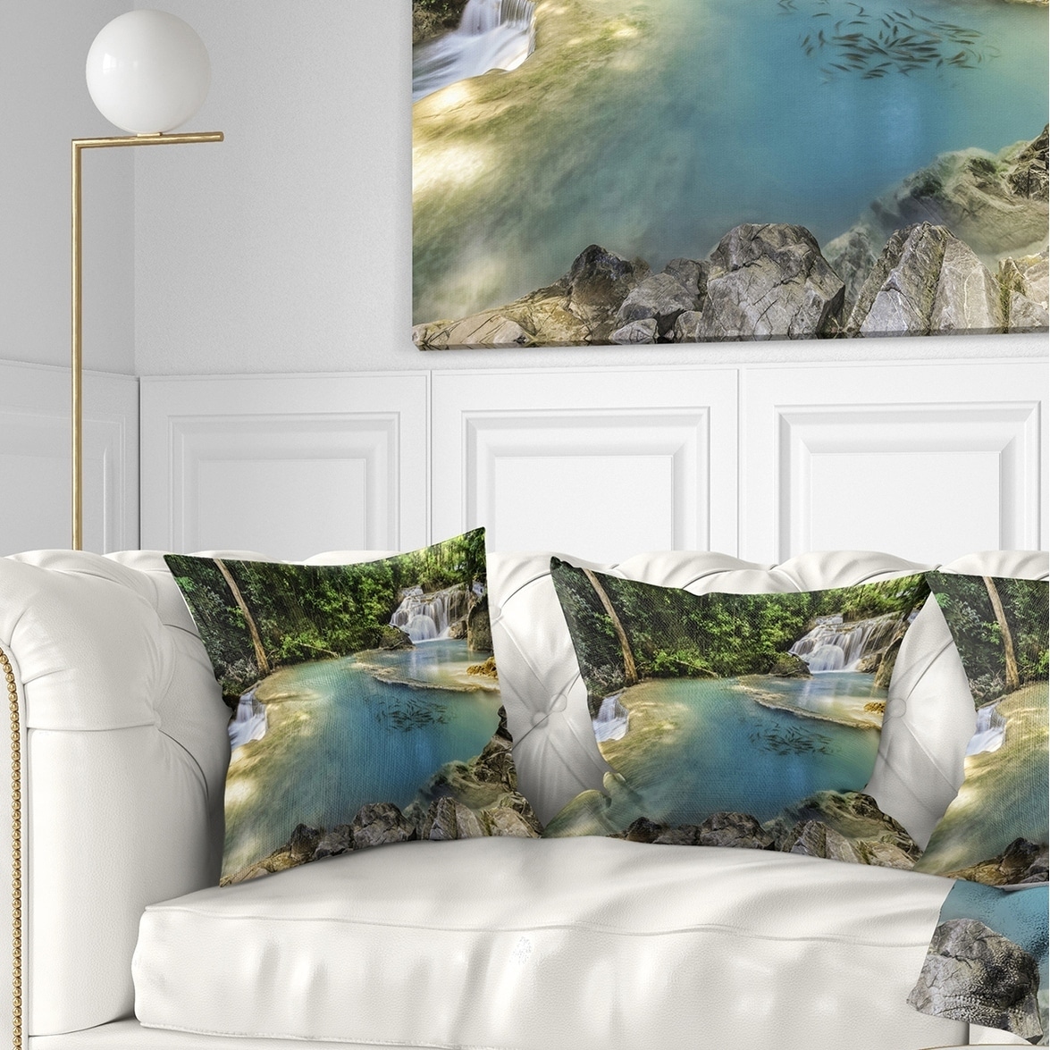 Designart Erawan Waterfall Top View Photography Throw Pillow On Sale Overstock 20947606