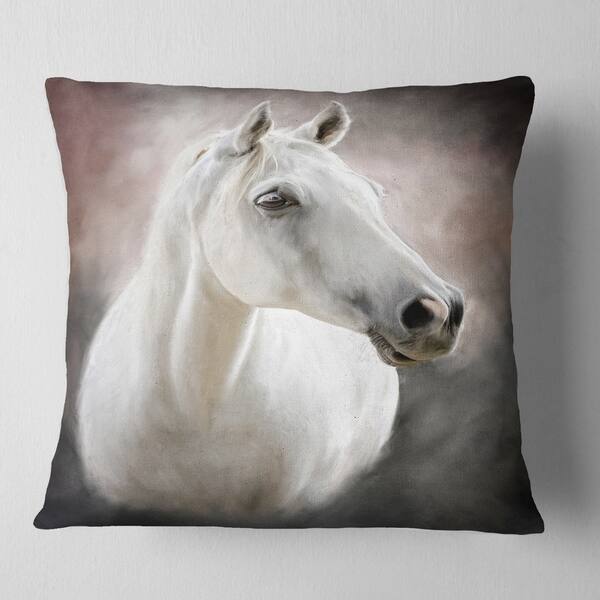 Shop Designart Lovely White Horse Animal Throw Pillow On Sale