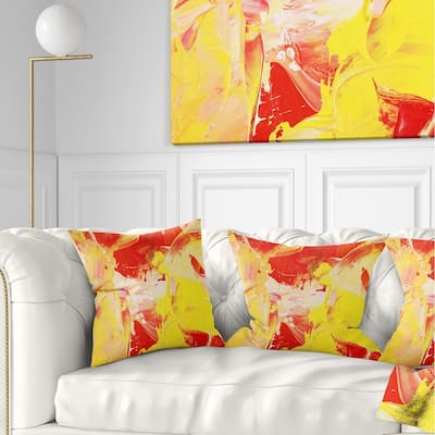 Designart 'Yellow and Red Abstract Art' Abstract Throw Pillow