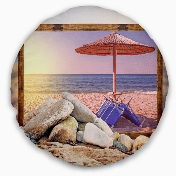 Designart Framed Effect Beach Sunset Seashore Throw Pillow On Sale Overstock 20947664