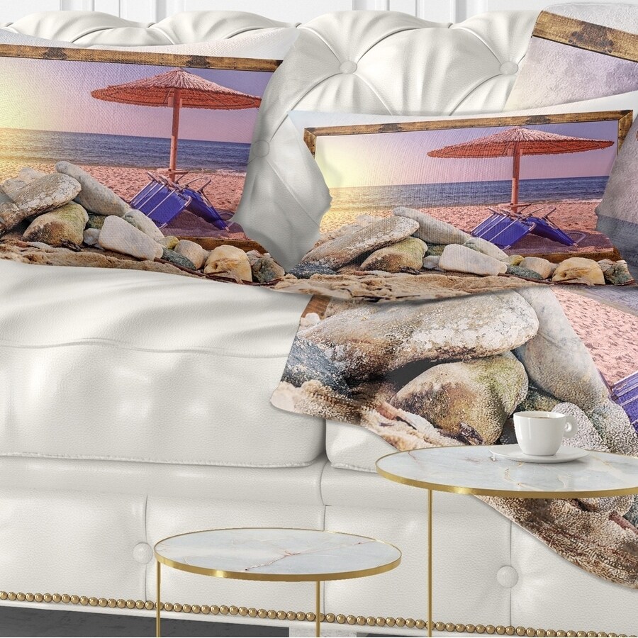Designart Framed Effect Beach Sunset Seashore Throw Pillow On Sale Overstock 20947664