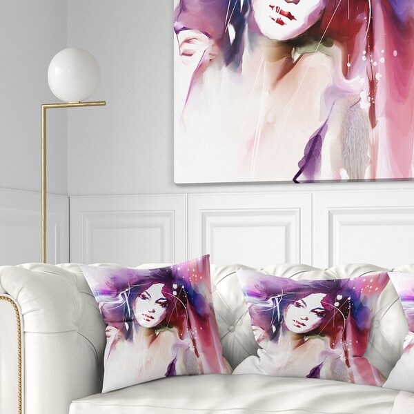 Designart 'Woman with Wreath' Portrait Contemporary Throw Pillow