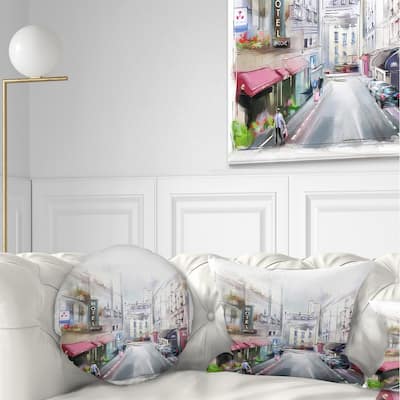 Designart 'City Street Illustration' Cityscape Throw Pillow