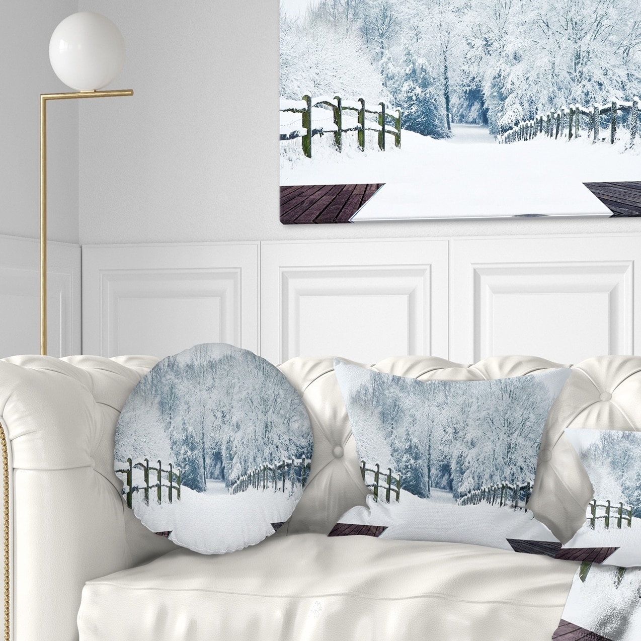 Designart 'Christmas Winter Happy Scene' Landscape Printed Throw Pillow -  Bed Bath & Beyond - 20890854