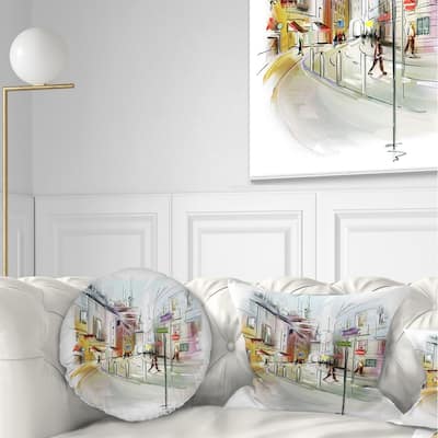 Designart 'Colorful Illustration of City' Cityscape Throw Pillow