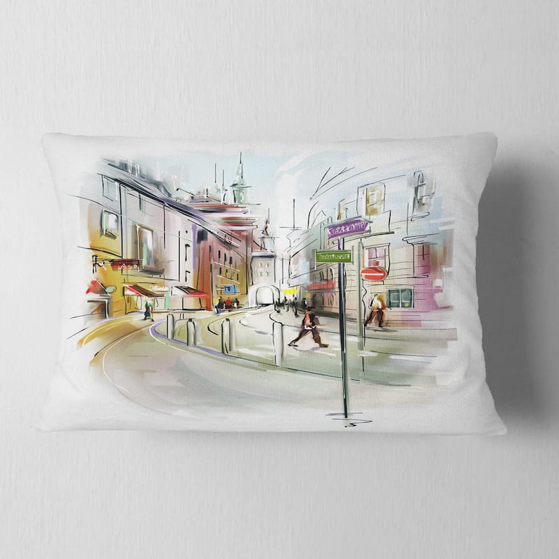 Designart 'Colorful Illustration of City' Cityscape Throw Pillow