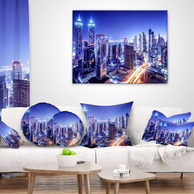 Designart 'Dubai Downtown Night Scene' Cityscape Photography Throw