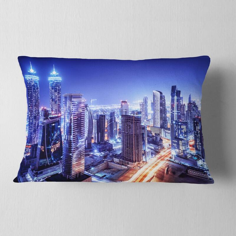 Designart 'Dubai Downtown Night Scene' Cityscape Photography Throw