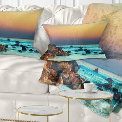 Designart 'Sunset Over Blue Sky' Seascape Photography Throw Pillow
