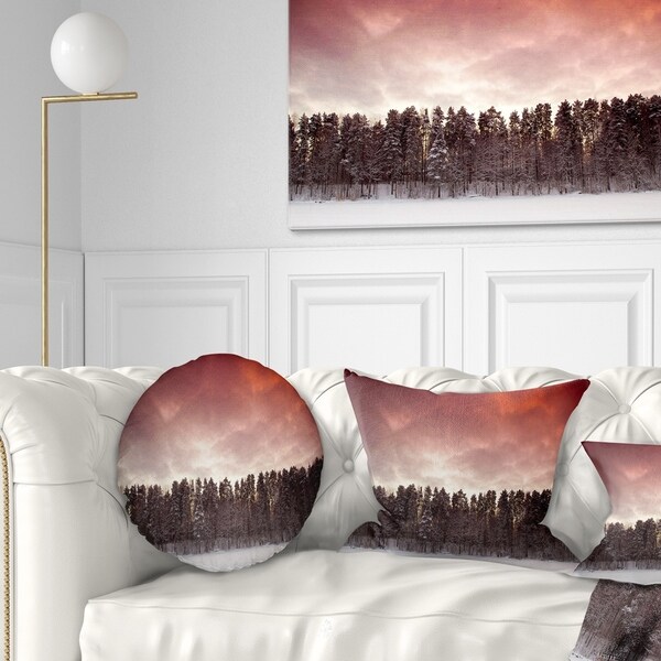 Designart 'Sunset over Frozen Lake' Landscape Photography Throw Pillow