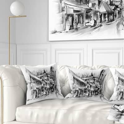 Designart 'City Street Illustration' Cityscape Throw Pillow