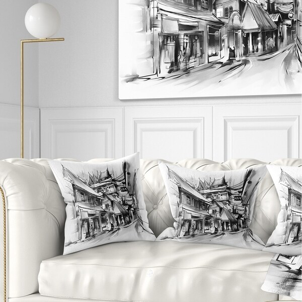 Designart 'City Street Illustration' Cityscape Throw Pillow