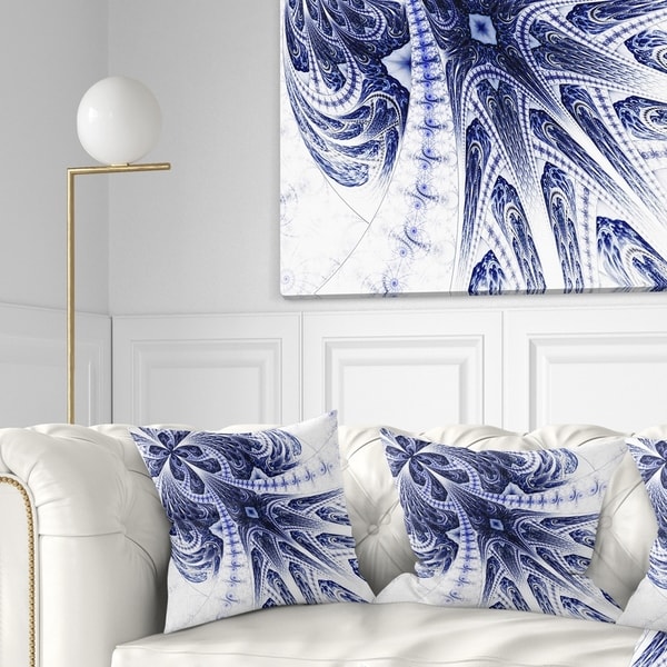 Designart 'Symmetrical Dark Blue Fractal Flower' Floral Throw Pillow