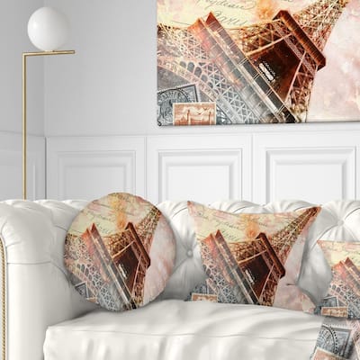 Designart 'Paris Eiffel TowerParis' Contemporary Throw Pillow