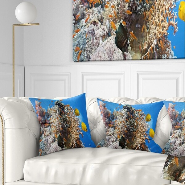 Designart 'Coral Scene Panorama' Photography Throw Pillow