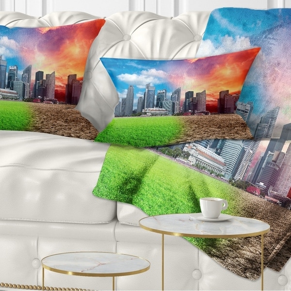 Designart 'Global Warming' Landscape Printed Throw Pillow