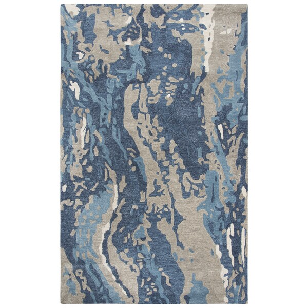 Rizzy Home Mod Blue Wool/Viscose Abstract Area Rug 8' x 10