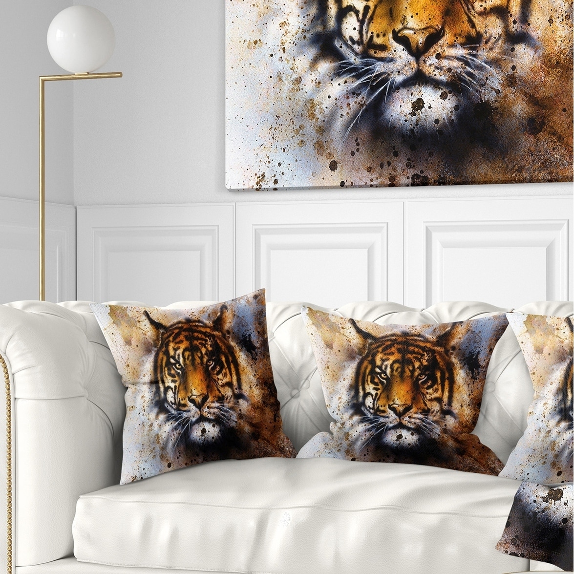 Designer Animalia Velvet Tiger Small Lumbar Pillows - a Pair