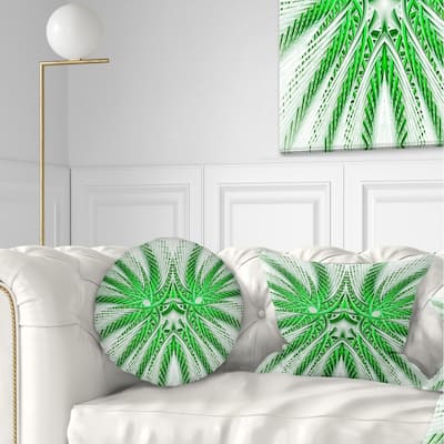 Designart 'Glowing Green Fractal Flower in White' Abstract Throw Pillow
