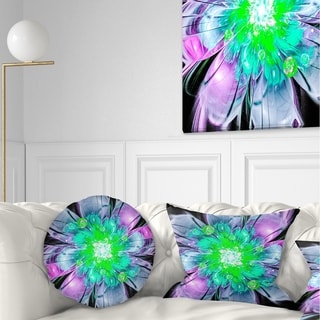 Designart 'green Purple Fractal Flower Petals Close Up' Floral Throw 