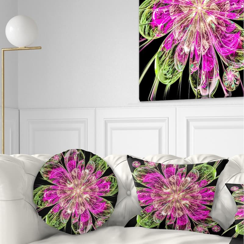 Designart 'Perfect Fractal Flower in Pink and Green' Floral Throw ...