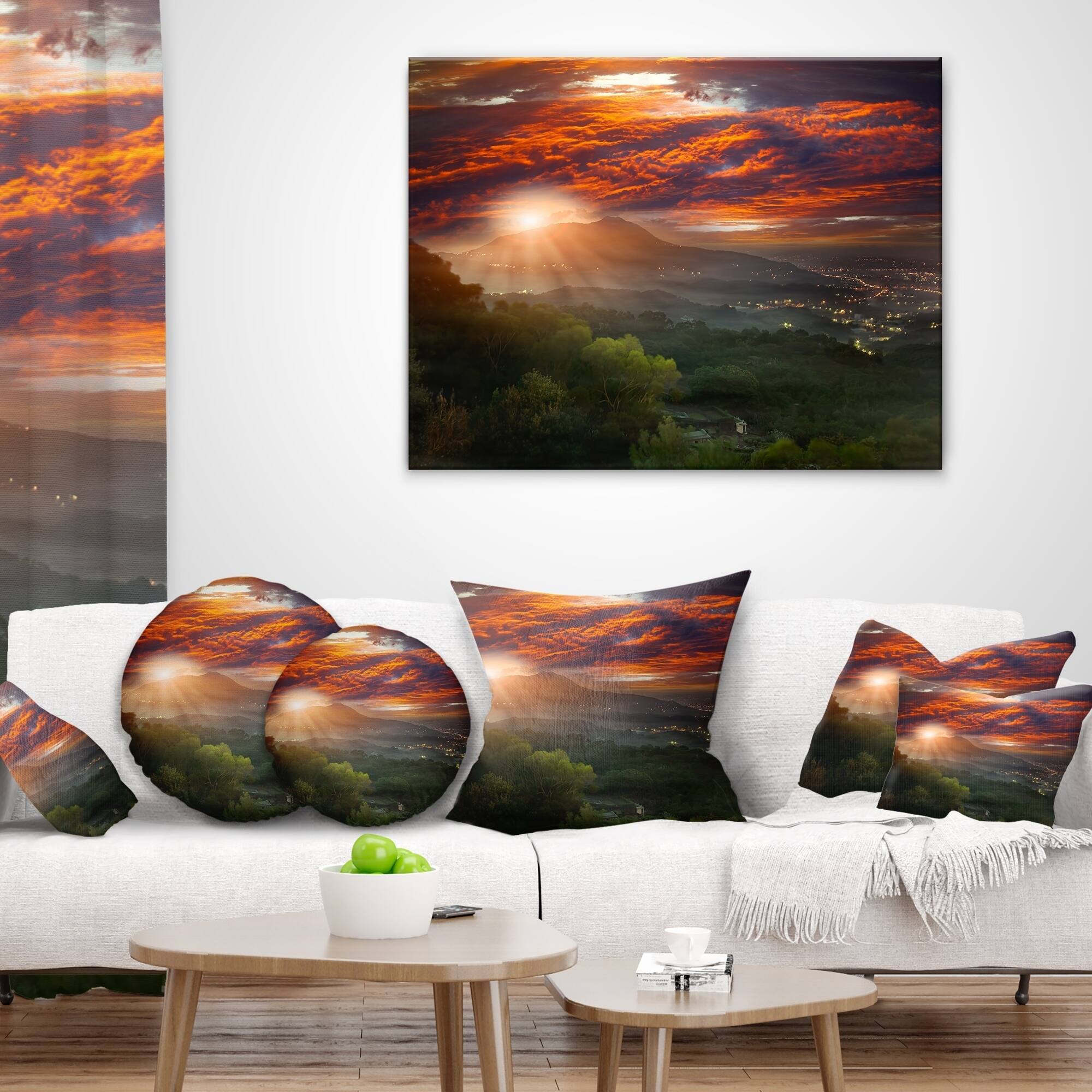 Designart 'Guanyin Mountain Sunrise Taipei' Photography Throw Pillow ...