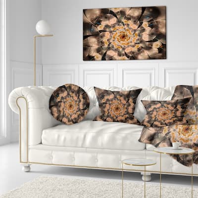 Designart 'Brown Fractal Flower Petals Close up' Floral Throw Pillow