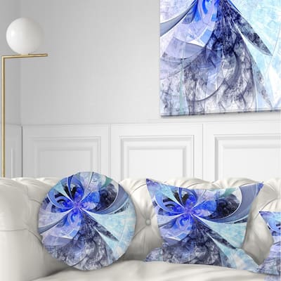 Designart 'Blue White Fractal Flower Pattern' Floral Throw Pillow