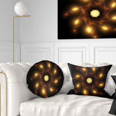 Designart 'Glowing Yellow Radial Fractal Flower Art' Floral Throw Pillow