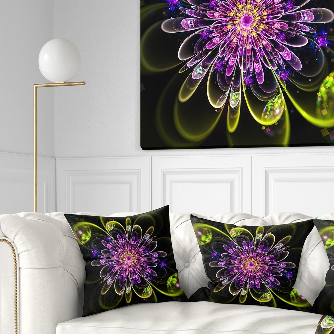 Designart 'Ideal Digital Art Flower in Purple Yellow' Floral Throw Pillow