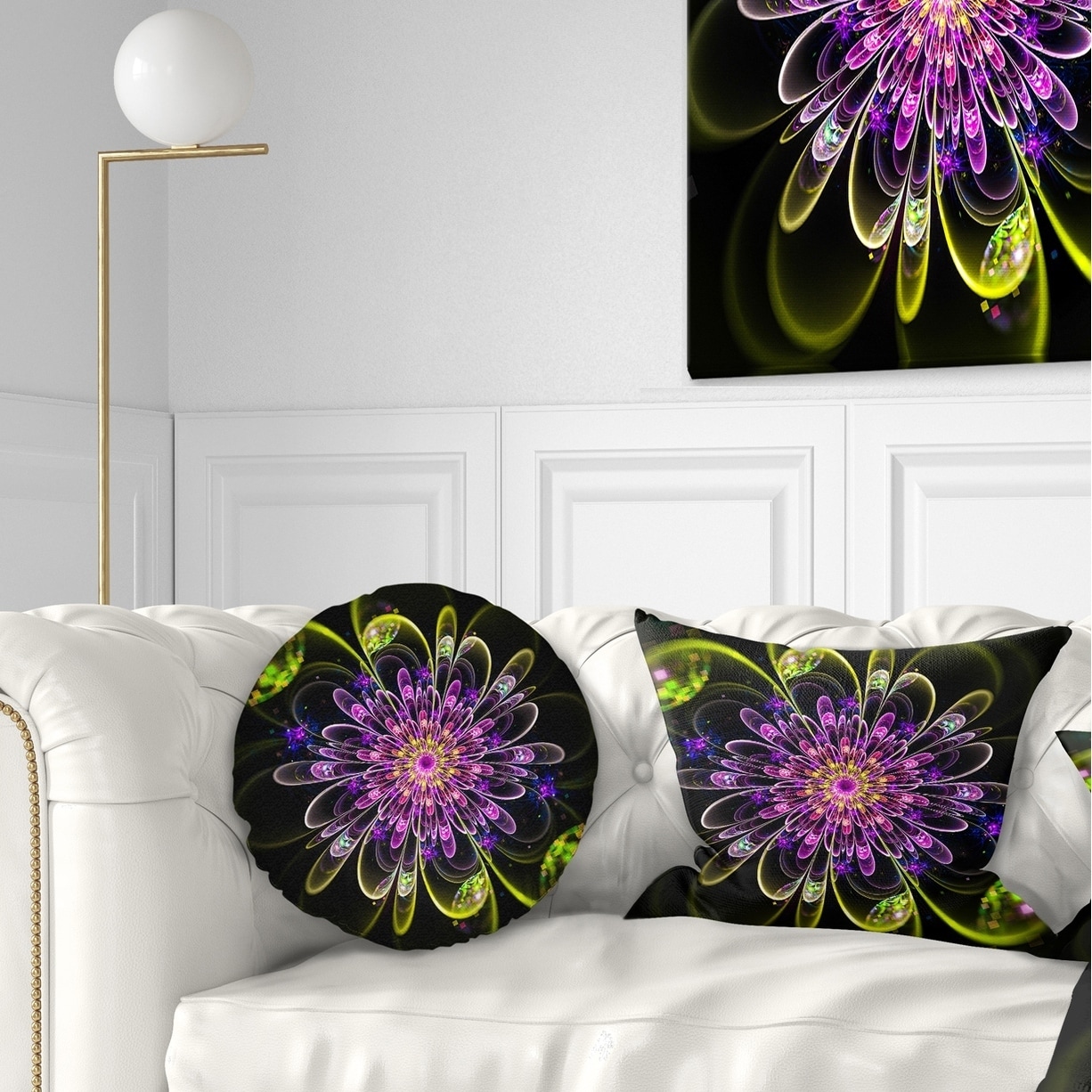 Designart 'Ideal Digital Art Flower in Purple Yellow' Floral Throw Pillow